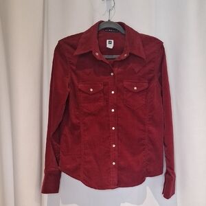 GAP Factory Vintage  Burgundy Corduroy Western Pearl Snap Shirt Size M